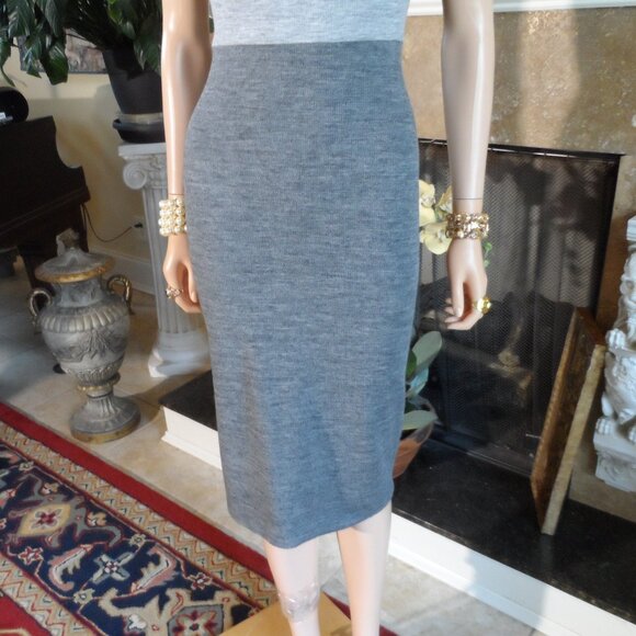 New Escada Gray/Beige Virgin Wool Knit Dress Suit Size EU 38 - US 8 - Picture 6 of 16